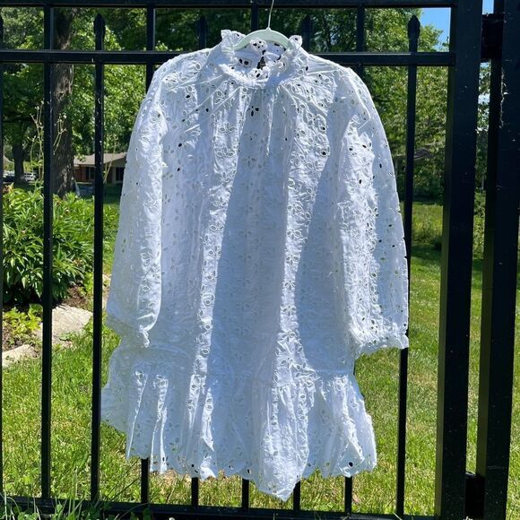 J Crew Ruffleneck Mini Eyelet Dress NWT - Picture 6 of 8